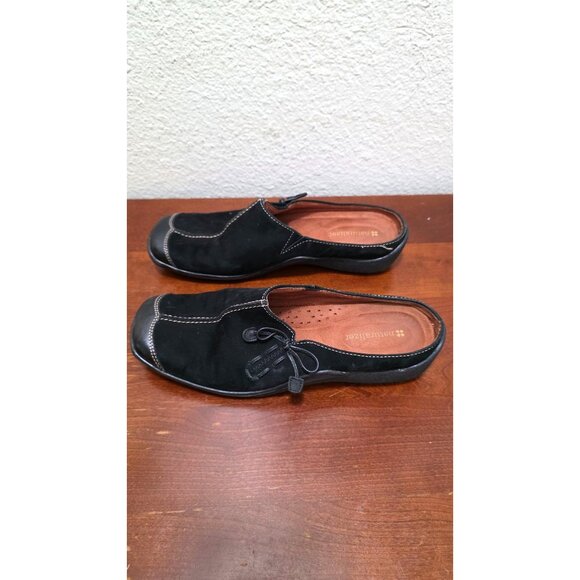 Naturalizer Black Suede Slip-On Mules With Leather Accents & Stitching Size 8 - Picture 4 of 9